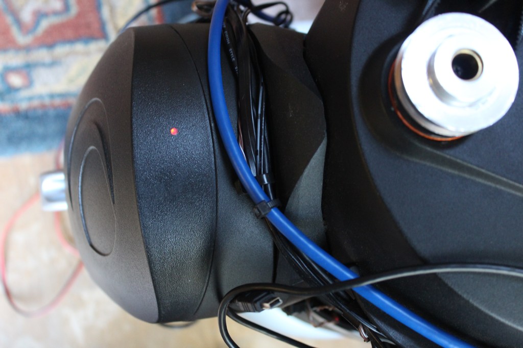 Here, we see the fork arm cover re-installed and the light pipe conducting light from the GPS LED indicator light. It does the trick!